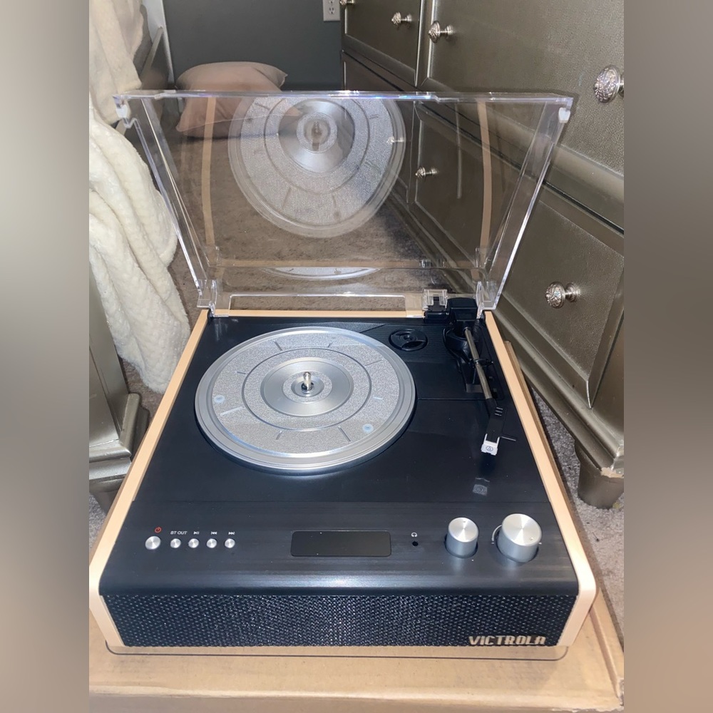 The Eastwood Hybrid Victrola Record Player with Bluetooth Streaming + 3 records